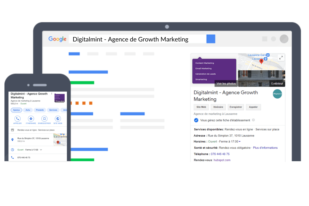 scrrenshot fiche d'établissement google